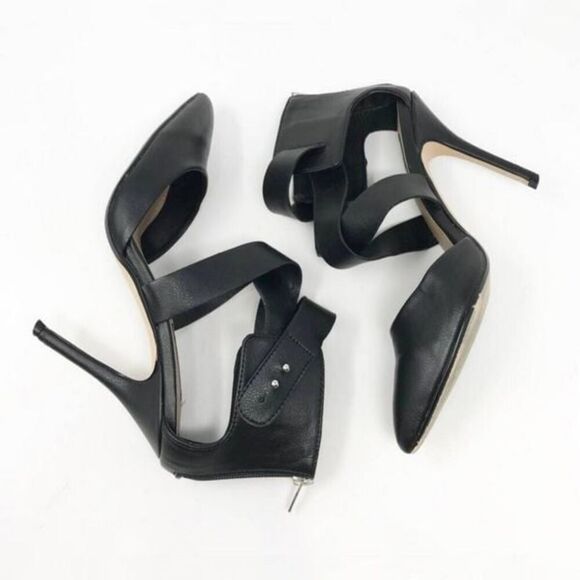 Steve Madden Dupree Black Leather Strappy Pointed Toe Heels 9.5 - Picture 3 of 6